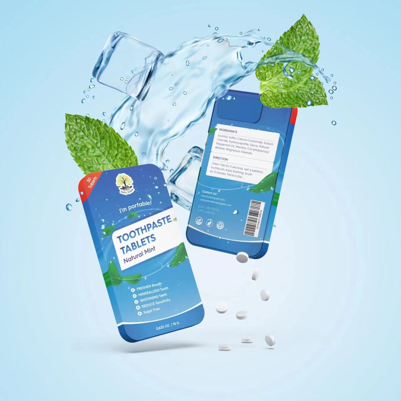 Portable Environmental Toothpaste Tablets 30 Tablets